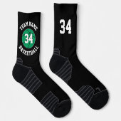 Groene Basketbalspeler Teamnaam en Nummer Sokken (Rechts)