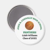 Groene basketbalteam van de middelbare school op m magneet (Voorkant / Achterkant)