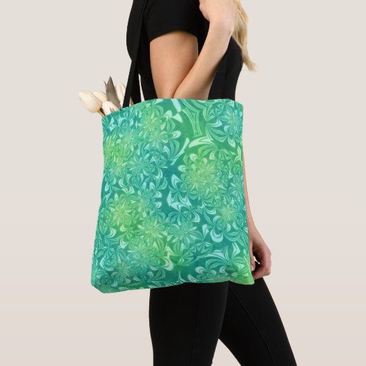 Groene Batik Bloemen canvas tas (Dichtbij)