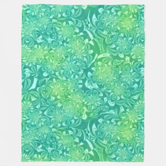 groene batik bloemen deken (Voorkant)
