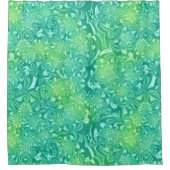 Groene batik bloemen douchegordijn (Voorkant)