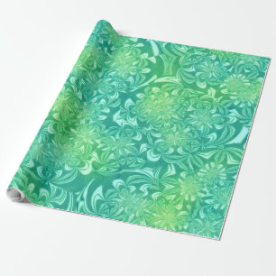 Groene batik bloemen inpakpapier