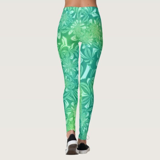 Groene Batik Bloemen leggings (Achterkant)