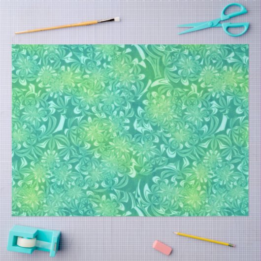 Groene batik bloemen tissuepapier (Craft)