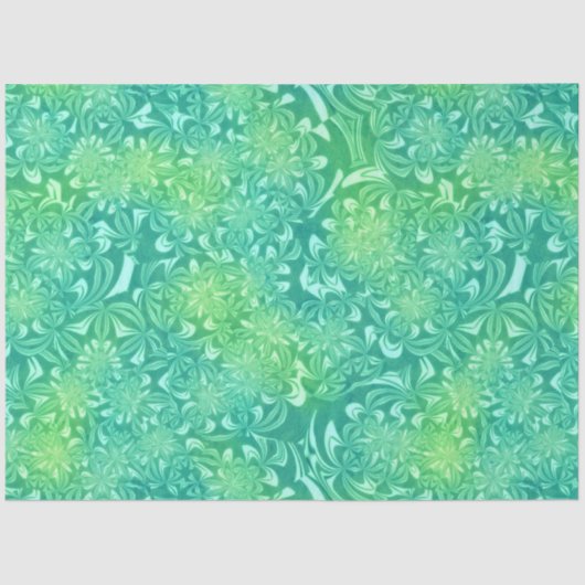 Groene batik bloemen tissuepapier (Voorkant)