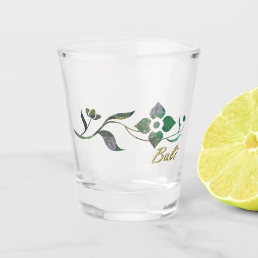 Groene Batik Patchwork Flowers Shot Glas (Voorkant)