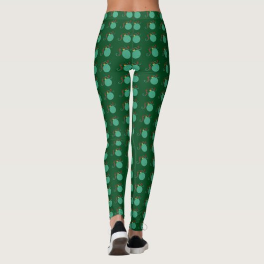 Groene Baubles met sleeplinten Leggings (Achterkant)