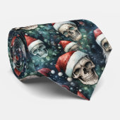 Groene Baubles Santa Skulls Rode Groene Kerstmis Stropdas (Opgerold)