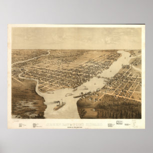 Groene bay WI 1867 Antiek Panorama Poster