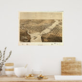 Groene bay WI 1867 Antiek Panorama Poster (Keuken)