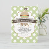 Groene BBQ-koppels bruiloft Shower-uitnodigingen Kaart (Staand voorkant)