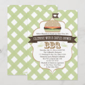 Groene BBQ-koppels bruiloft Shower-uitnodigingen Kaart (Voorkant / Achterkant)