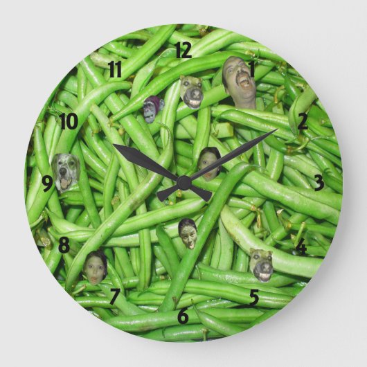 Groene Bean Head Clock Grote Klok (Voorkant)