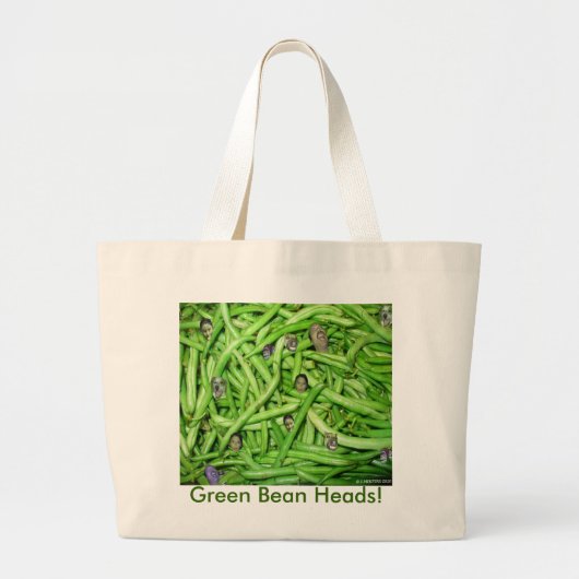 Groene Bean-hoofden! Grote Tote Bag (Voorkant)