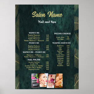 Groene Beauty Nail Salon Prijs Lijst menu Poster