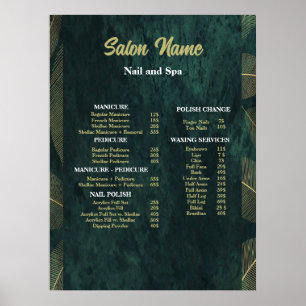 Groene Beauty Nail Salon Prijs Lijst menu Poster