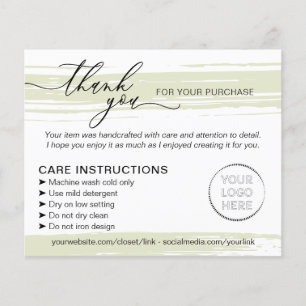 Groene bedank wasverzorgingsinstructies advies flyer