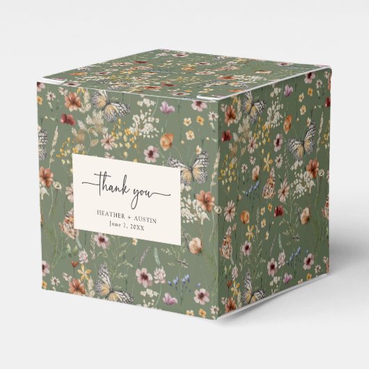 Groene Bedankt Boho Trouwcadeautjesdozen Bedankdoosjes (Voorkant Zijde)