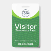Groene bedrijfsbezoekerspas ID barcode badge (Voorzijde)