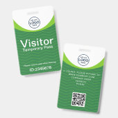 Groene bedrijfsbezoekerspas ID QR-code Badge (Voor- en achterkant)