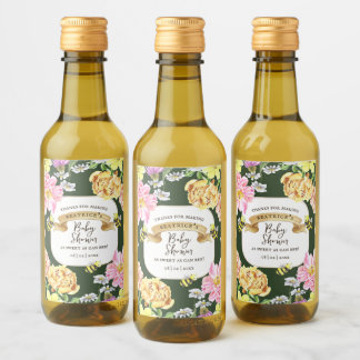 Groene Bee en Wildflower Baby shower Favors Wijn Etiket