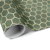 Groene Bee Gouden Honingraat Elegant Gift Cadeaupapier (Rol Hoek)
