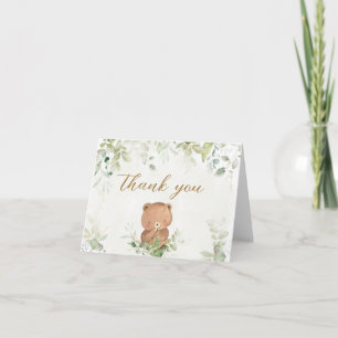 Groene Beer Baby Shower Bedankkaart