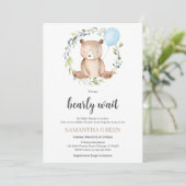 Groene Beer Baby Shower Kaart (Staand voorkant)