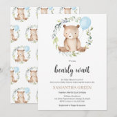 Groene Beer Baby Shower Kaart (Voorkant / Achterkant)