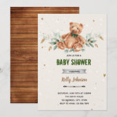 Groene beer baby shower verjaardagsuitnodiging kaart (Voorkant / Achterkant)