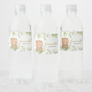 Groene Beer Baby Shower Waterfles Etiket