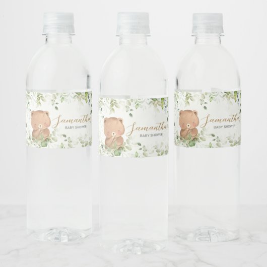 Groene Beer Baby Shower Waterfles Etiket (Flessen)