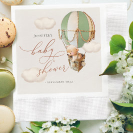 Groene Beer Ballon Baby Shower Geslacht Neutraal Servet