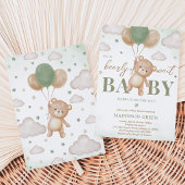 Groene Beer Ballon Baby Shower Kaart