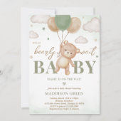 Groene Beer Ballon Baby Shower Kaart (Voorkant)