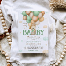 Groene Beer Heet Luchtballon Baby Shower
