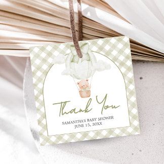 Groene Beer Kan Nauwelijks Wachten Baby Shower Bedankjes Labels