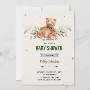 Groene beer shower verjaardagsuitnodiging kaart