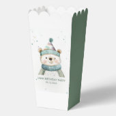 Groene Beer Verjaardag | Winter Wonderland Party Bedankdoosjes (Achterkant)