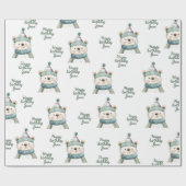 Groene Beer Verjaardag | Winter Wonderland Party Cadeaupapier (Vlak)