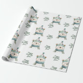 Groene Beer Verjaardag | Winter Wonderland Party Cadeaupapier (Uitgerold)