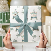 Groene Beer Verjaardag | Winter Wonderland Party Cadeaupapier