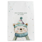 Groene Beer Verjaardag | Winter Wonderland Party Medium Cadeauzakje (Voorkant)