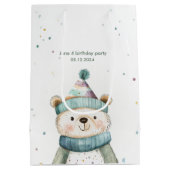 Groene Beer Verjaardag | Winter Wonderland Party Medium Cadeauzakje (Achterkant)