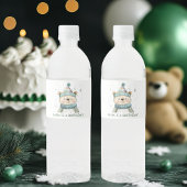 Groene Beer Verjaardag | Winter Wonderland Party Waterfles Etiket