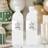 Groene Beer Verjaardag | Winter Wonderland Party Waterfles Etiket