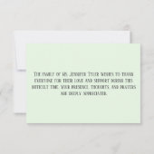 Groene begrafenismonument van familie bedankkaart (Achterkant)