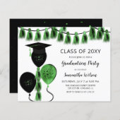 Groene begrotingsballonnen Graduation Invitations (Voorkant / Achterkant)