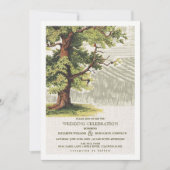 Groene beige  eikenboom Burlap Wedding Kaart (Voorkant)