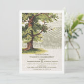Groene beige  eikenboom Burlap Wedding Kaart (Staand voorkant)
